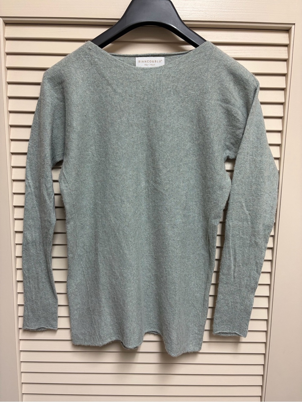 Bianco & Blu Italy Sweater Small Sage Cashmere Silk Blend Knit Minimalist Luxury